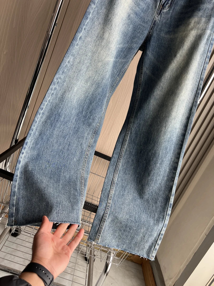 ETJ Damen-Jeans mit weitem Bein und hoher Taille, klassisch, alles mit fünf Taschen, gewaschen, weich, bequem, ultralange Jeans6045022