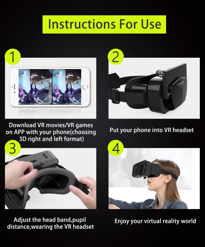 Vr Brille Virtual-Reality-Headset Viar-Geräte Helm 3D-Objektive Smart-Brille für Smartphones Handy Handy Gogle Spiel Zubehör