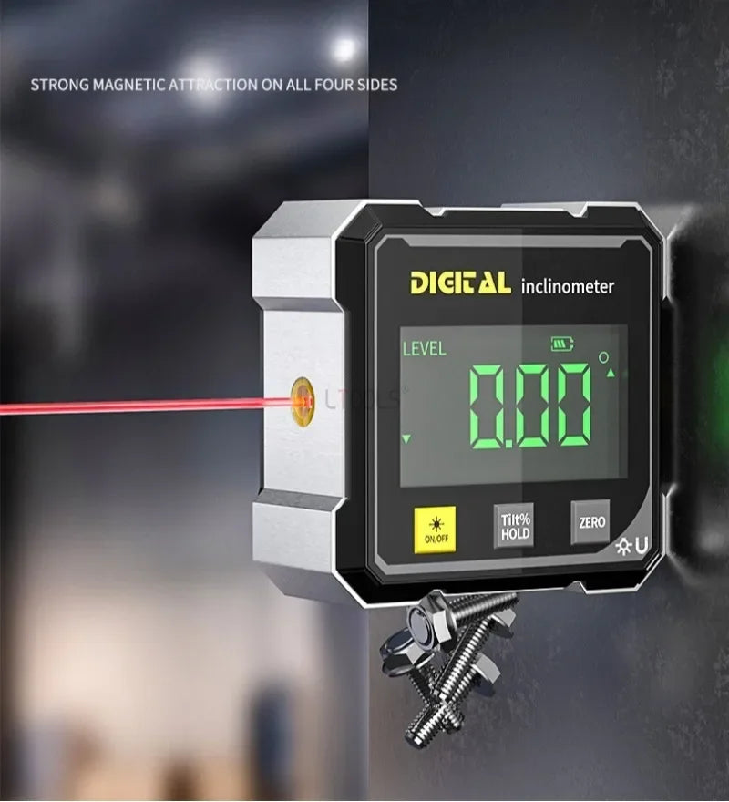 Taschen-Winkelmesser mit digitaler Wasserwaage, Neigungsmesser, professionelles Winkelmesser mit Digitalanzeige, 360-Grad-Magnet, elektronischer Wasserwaage