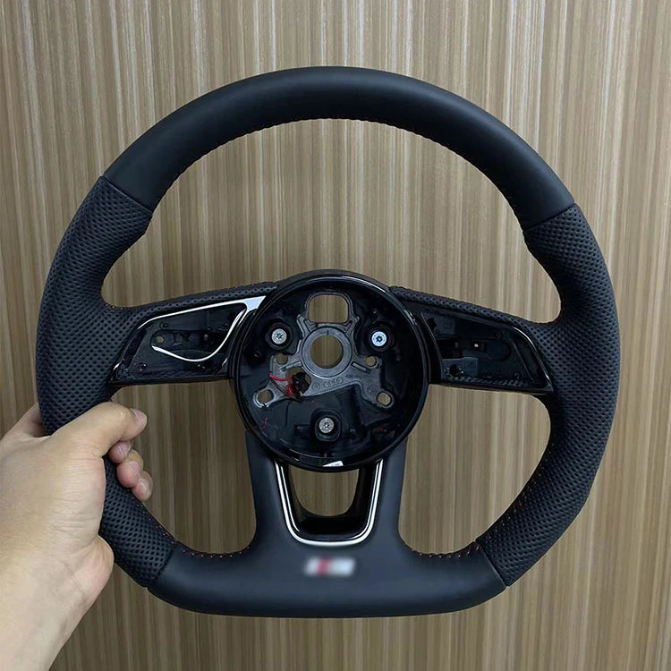 Beheiztes Lenkrad mit flachem Boden aus Leder für Audi a3 a4 a5 b9 halb perforiertes beheiztes Sportlenkrad beheizt