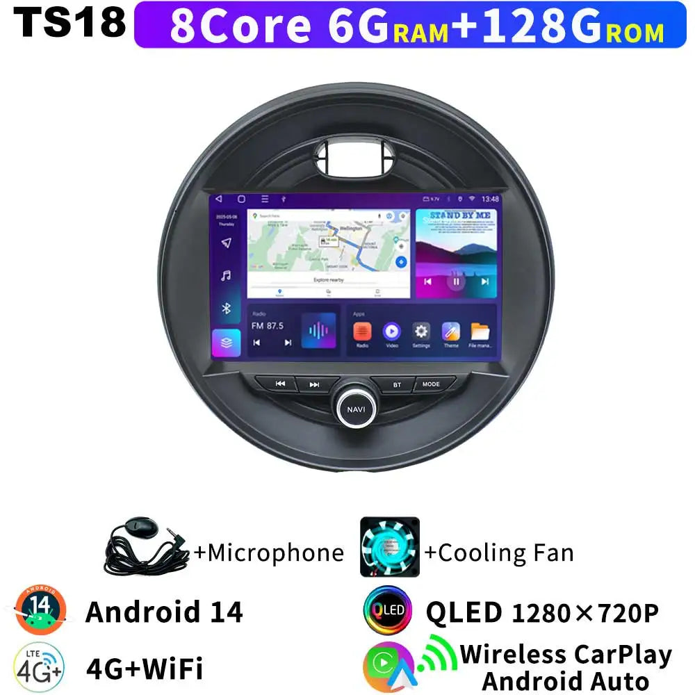 Für Mini Cooper F54 F55 F56 F57 F60 2014-2019 Head Unit Android 14 8Core QLED GPS Navigation CarPlay auto Radio Multimedia Player