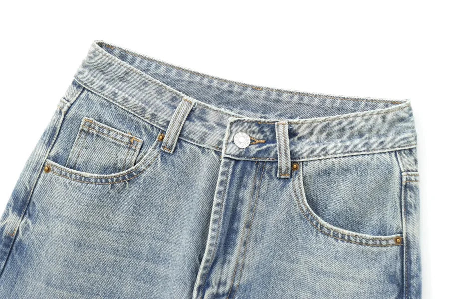 ETJ Damen-Jeans mit weitem Bein und hoher Taille, klassisch, alles mit fünf Taschen, gewaschen, weich, bequem, ultralange Jeans6045022