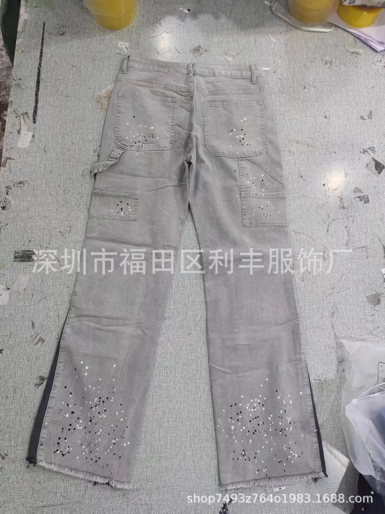 Herrenmode-Jeans-Arbeitshose, europäische und amerikanische Mode-Arbeitskleidung, elastische Patchwork-Denim-Layered-Schlaghose S-XXL