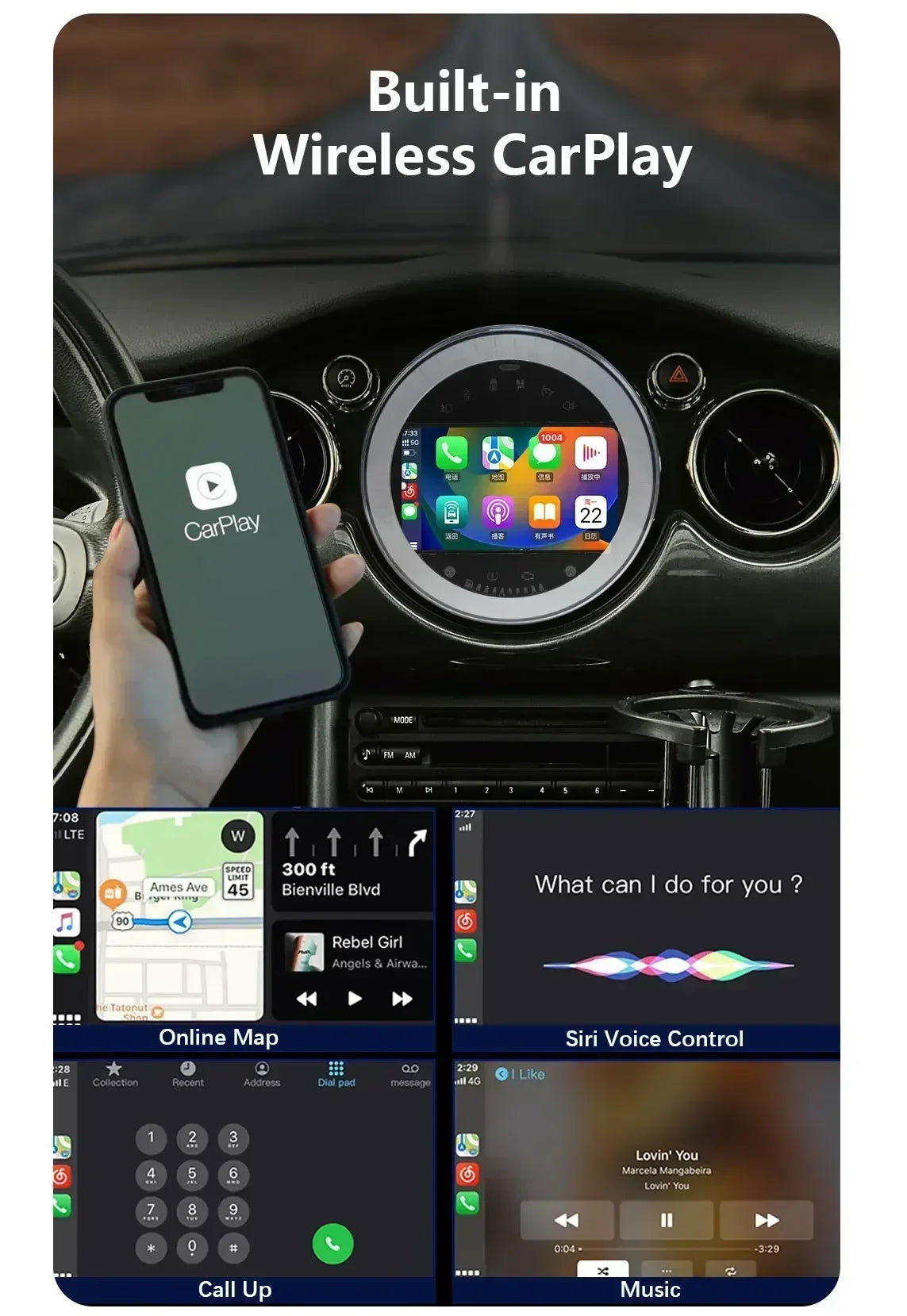 CHSTEK Autoradio für BMW Mini Cooper S Clubman R55 Clubvan R56 Cabrio R57 Coupe R58 R59 Multimedia Bluetooth Android Player GPS