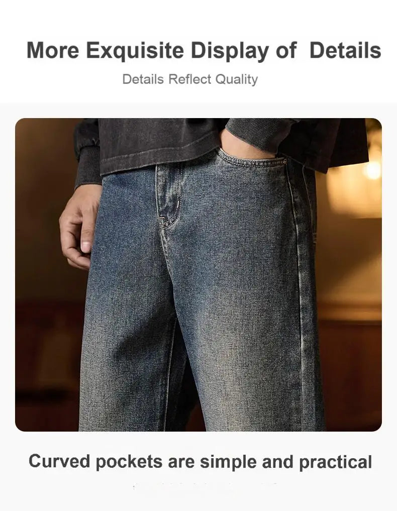 Herren-Jeans mit elastischem Bund, entspannte Passform, blaue Herrenjeans mit elastischem Bund, Reißverschluss und Knopf