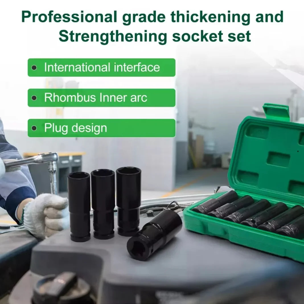 10-teiliges Steckschlüsselsatz, universelles pneumatisches Wartungswerkzeug mit tiefem Schlitz, Schraubenschlüsselsatz für mechanische Reparaturen von Automobilgeräten