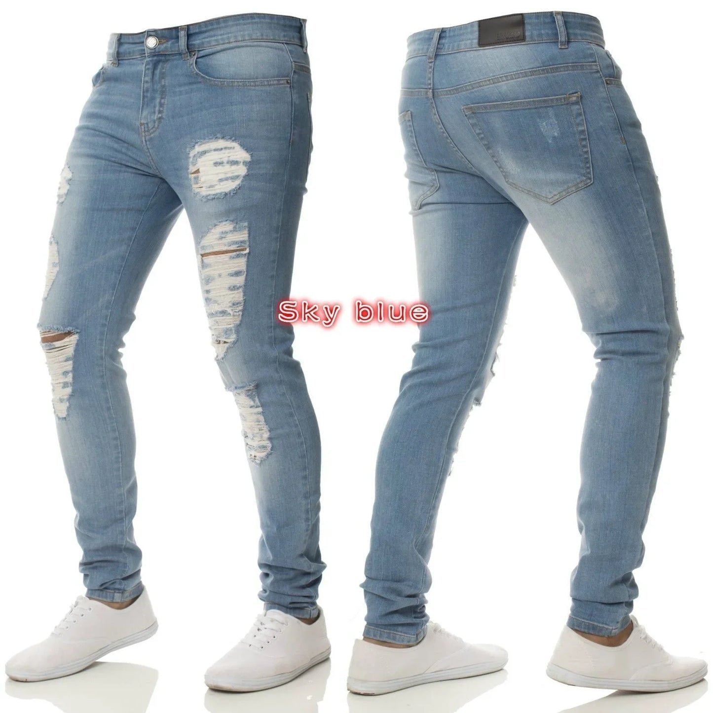 Zerrissene Jeans Männer Stretch Skinny Grey Blue schwarz Hip Hop Jeans hose Streetwear Casual Slim Fit Jeans für Männer Jogging Jeans