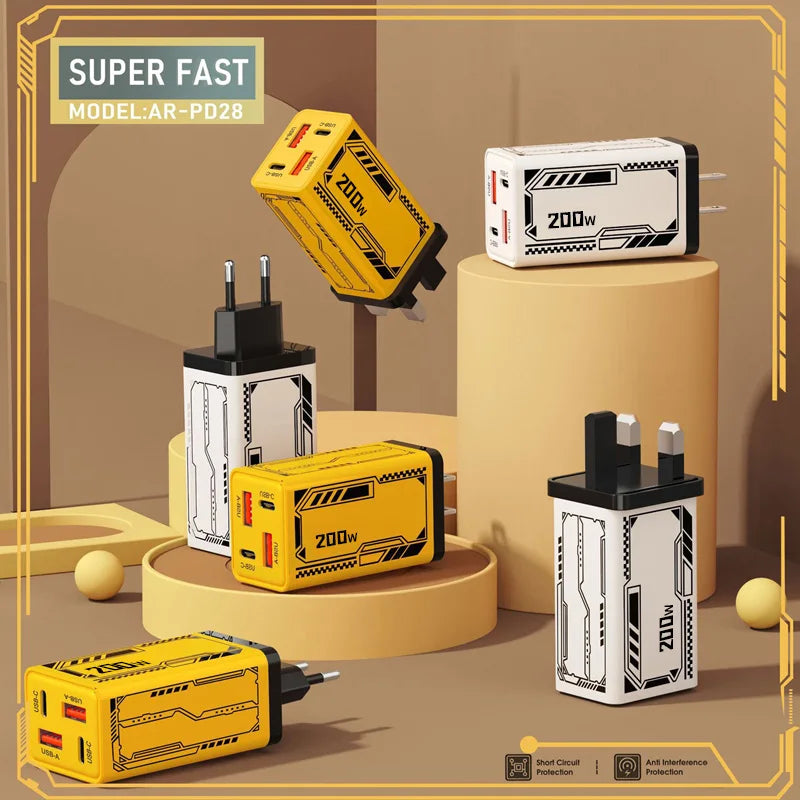 Xiaomi Gan 200W Multi Port Ladegerät mit Dual Pd und Dual Typec Ladekopf geeignet für Huawei iPhone Ladegerät Schnellladung