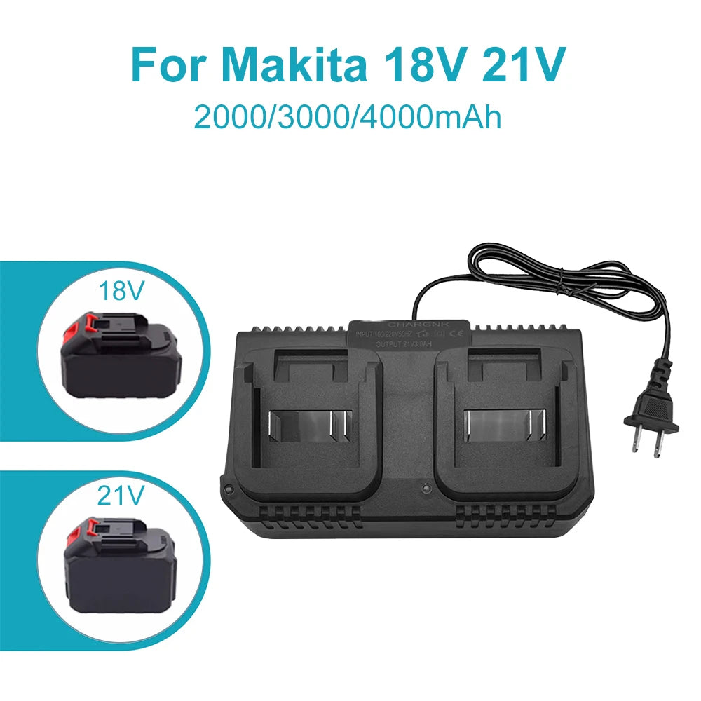 Dual-Ports Li-Ionen-Akku-Ladegerät für Makita 18 V Lithium-Akku BL1830 für Hong Song FoGo Lomvum ZhiPu JiangMi Jinlujiao LMlava