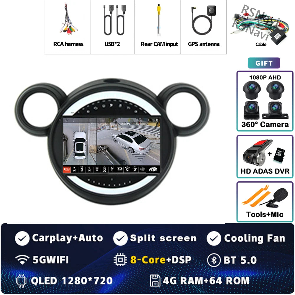 Android 15 Carplay Auto 2K Bildschirm Auto Radio Multimedia Player Für BMW Mini Cooper Countryman R56 R60 2011-2013 stereo Navigation