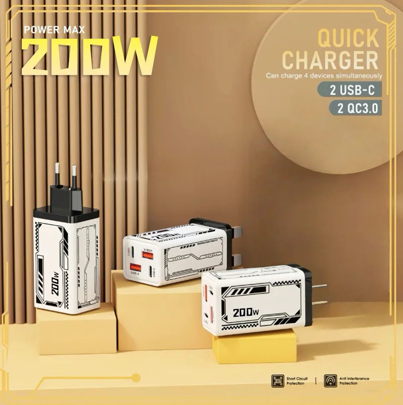 Xiaomi Gan 200W Multi Port Ladegerät mit Dual Pd und Dual Typec Ladekopf geeignet für Huawei iPhone Ladegerät Schnellladung