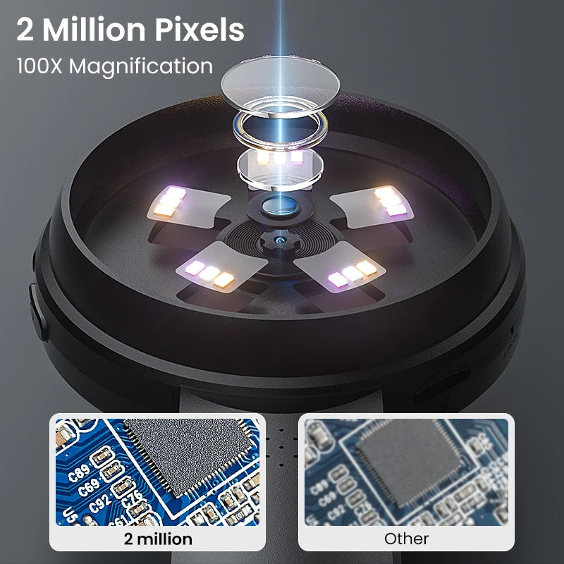100-fache tragbare digitale Lupe, 1080P HD-Mikroskop, 2,8-Zoll-IPS-Handheld-Mignifying-Glas für Elektronik, Reparatur, Überprüfung von Schmuck