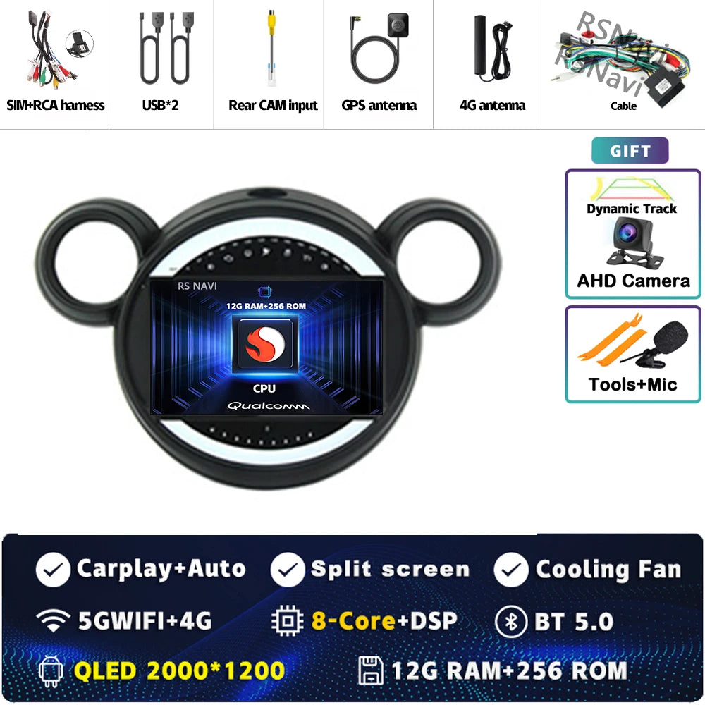 Android 15 Carplay Auto 2K Bildschirm Auto Radio Multimedia Player Für BMW Mini Cooper Countryman R56 R60 2011-2013 stereo Navigation