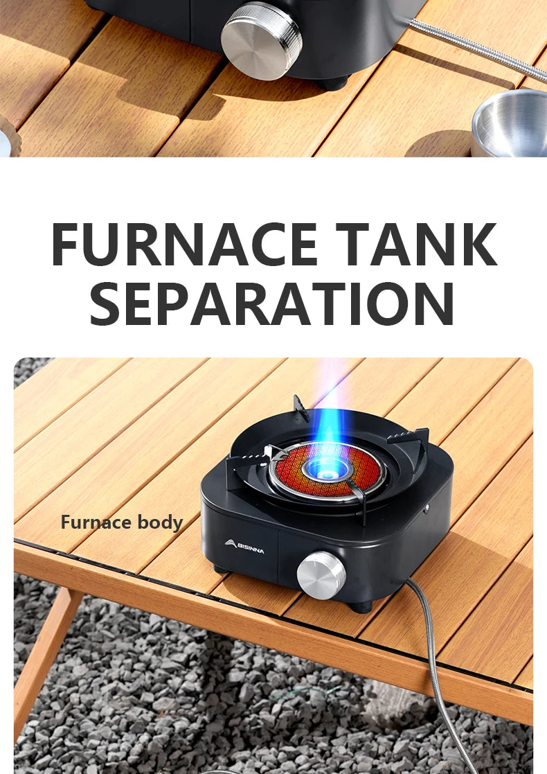 BISINNA 4000 W Hochleistungs-Infrarotkocher, tragbar, leicht, Gasbrenner, geteilter Herd, Outdoor, Camping, Zubehör, Picknick, Wandern