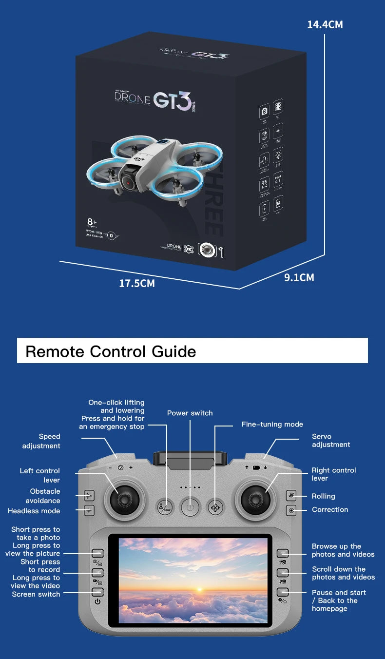 Xiaomi Gt3 Max Drohne 8k HD Luftaufnahmen, großer Bildschirm, optischer Fluss, Positionierung, bürstenlos, intelligente Hindernisvermeidung