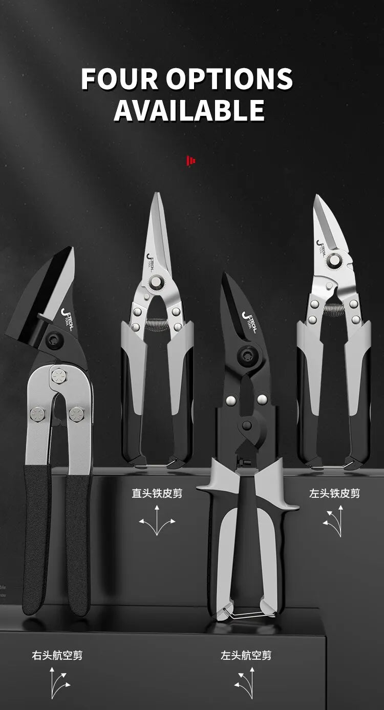 Professionelle Industrieschere: Edelstahlschere, Blechschere zum Schneiden von Blechen und PVC-Rohren