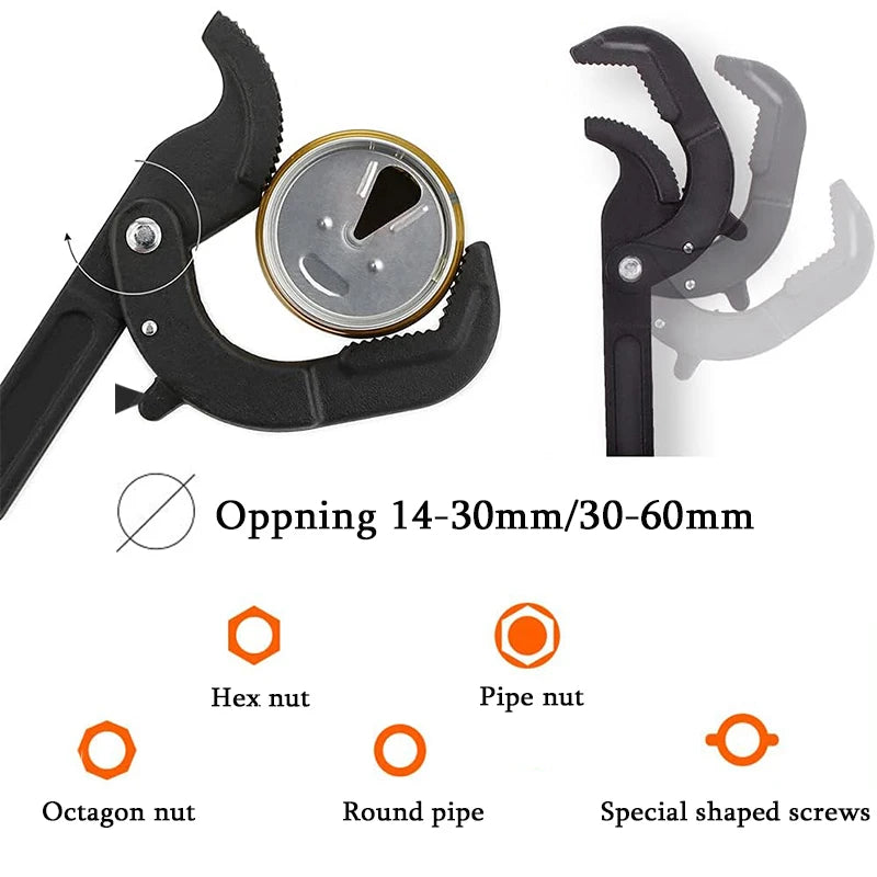 Verstellbarer, multifunktionaler, selbstsichernder Rohrschlüssel in Industriequalität, universeller Rohrzange, Rohrzange mit schnellem Stromgriff