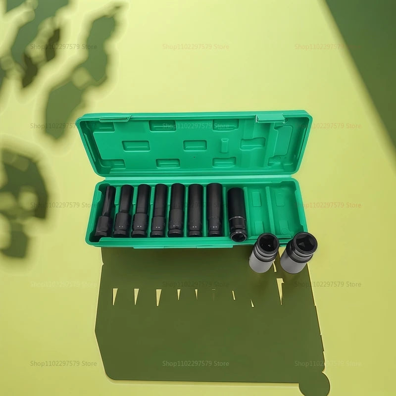10-teiliges Steckschlüsselsatz, universelles pneumatisches Wartungswerkzeug mit tiefem Schlitz, Schraubenschlüsselsatz für mechanische Reparaturen von Automobilgeräten