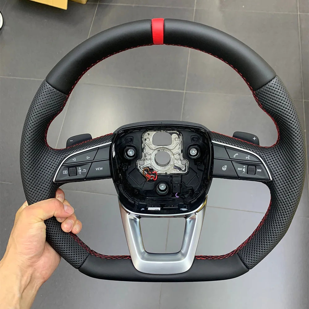 Beheiztes Lederlenkrad für Audi q5 sq5 2019–2025, verbessertes Sport-Lenkrad mit flachem Boden