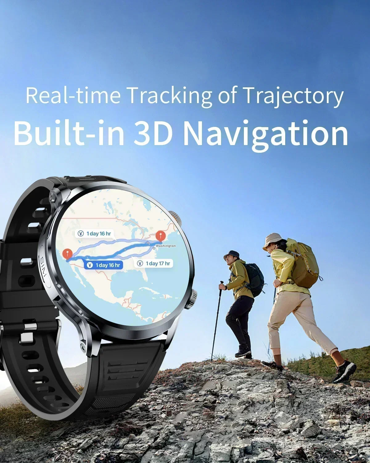 Neue H18 Android Smartwatch 1,95 Zoll AMOLED Blaulichtfilter Bluetooth Anruf GPS+GLONASS Dual Navigation Wasserdicht